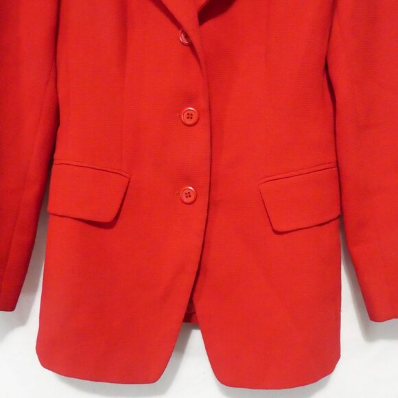 ESSENCE By THEME | small | Red Waffle Knit Textured Blazer | Faux Pockets - Picture 8 of 16